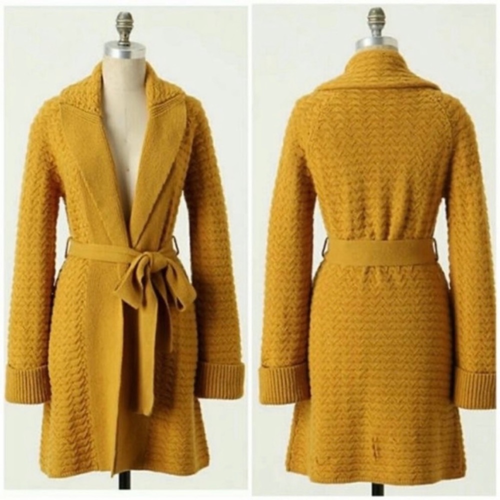 Anthropologie Robin Shawl Collar Long Wrap Duster Sweater Coat